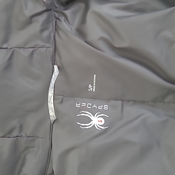 Spyder Eva Parka Winter Coat Jacket sz S Navy Blue Faux Fur Trim - Picture 8 of 9